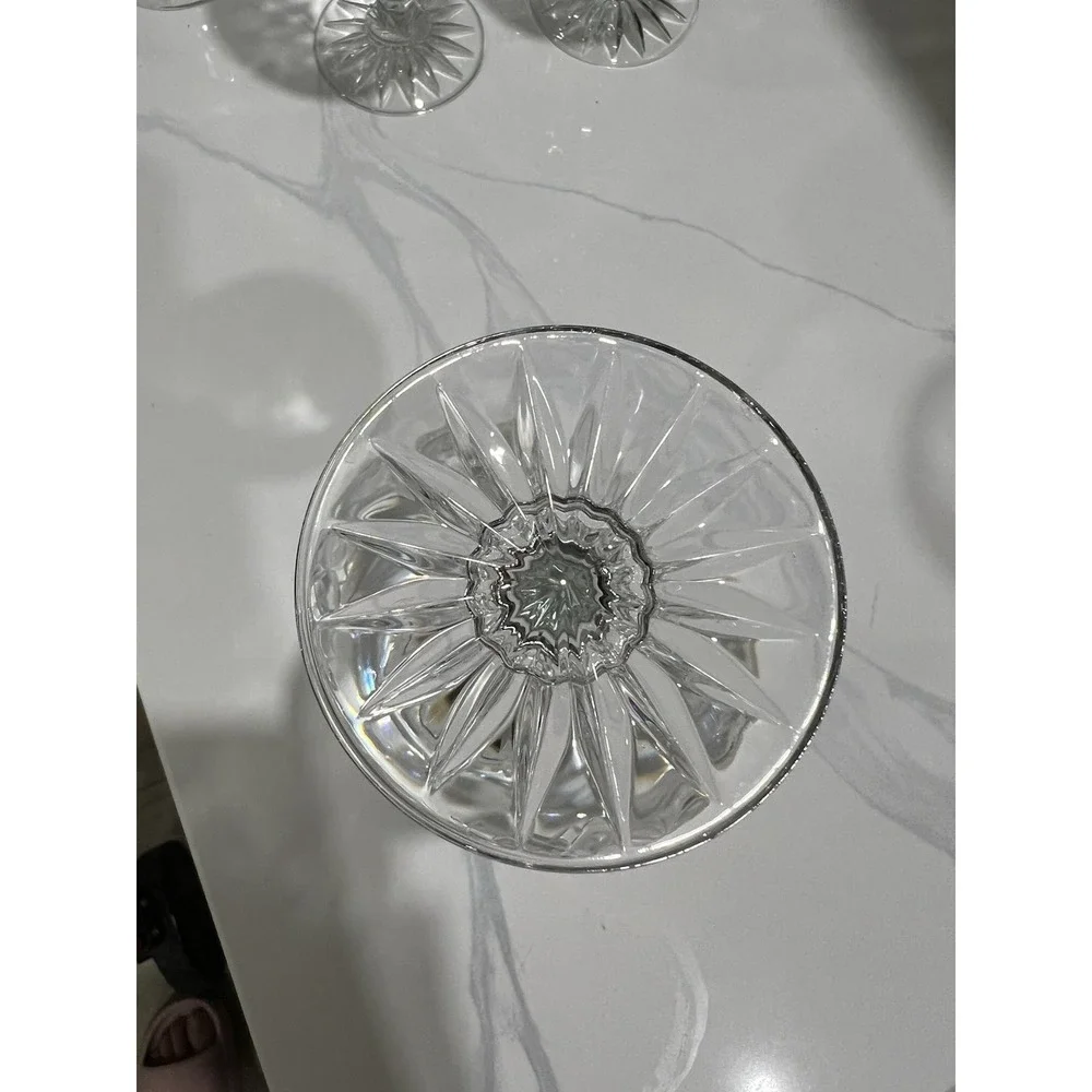 Wine Glass Crystal Classic Pinwheel Pattern Clear Hand Cut by American Cut 6pcs